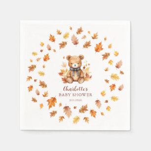 Süße Herbst-Teddybär-Baby-Party Serviette
