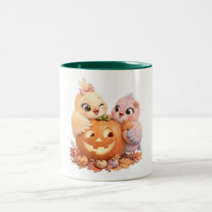 Süße Herbst-Vogel-Freunde Halloween-Tasse Zweifarbige Tasse