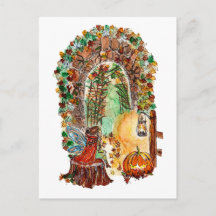 Süße Herbstfee Halloween Aquarell