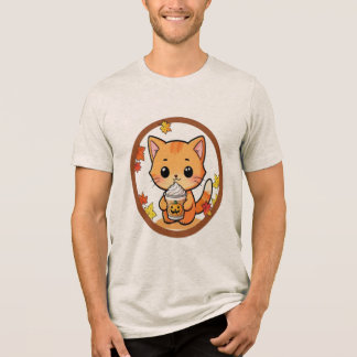Süße Herbstkatze mit Kürbis-T-Shirt Tri-Blend Shirt