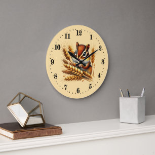 Süße Herbstliche Eichhörnchenliebhaber Große Wanduhr