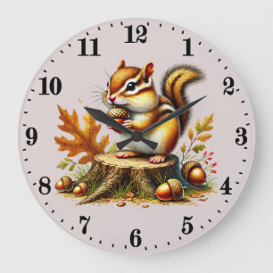Süße Herbstliche Eichhörnchenliebhaber Große Wanduhr