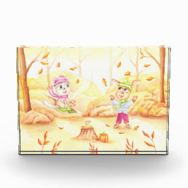 Süße Herbstwanderung im Wald Fotoblock