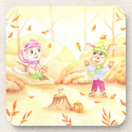 Süße Herbstwanderung im Wald Getränkeuntersetzer