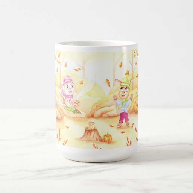 Süße Herbstwanderung im Wald Kaffeetasse (Mittel)