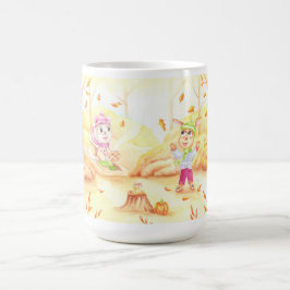 Süße Herbstwanderung im Wald Kaffeetasse