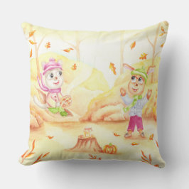 Süße Herbstwanderung im Wald Kissen