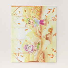 Süße Herbstwanderung im Wald Puzzle