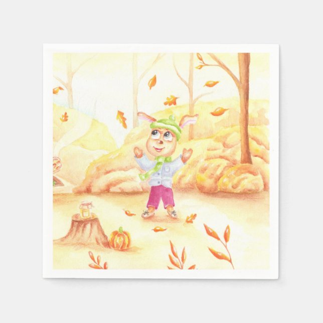Süße Herbstwanderung im Wald Serviette (Vorderseite)