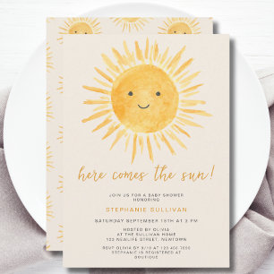 Süße Here Comes The Sun Baby Shower Einladung