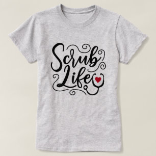 Süße Herz-Schrubben-Leben-Nurse-Wortkunst T-Shirt