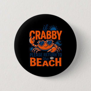 Süße Herz-Sungles-Krabbe-Strandurlaub-Zitat Button