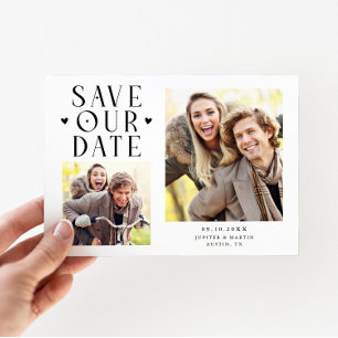 Süße Herzen 2-Foto Weiße Hochzeit Save The Date