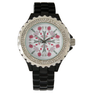 Süße Herzen Bienen Rosen Romantische Florale Kritz Armbanduhr