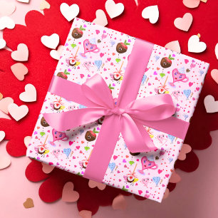 Süße Herzen feiern überall Geschenkpapier