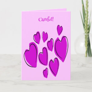 Süße Herzen Handgezeichnet Fette Rosa Romantische Karte