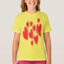 Süße Herzen Handgezeichnet Tiefrotes Romantisches  T-Shirt
