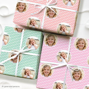 Süße Herzen Kinder Geburtstagsfoto 3 Set Pink Geschenkpapier Set