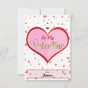 Süße Herzen Rosa Rot Gold Digital Valentinstag Einladung