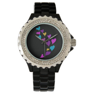 Süße Herzen tropfen Rosa Gelb Blau Schwarz Armbanduhr
