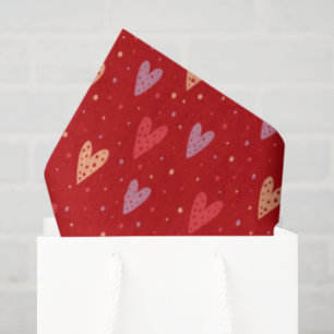 Süße Herzen und Punkte Valentinstag-Muster Seidenpapier