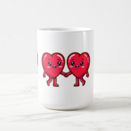 Süße Herzfiguren, die Händchen halten Kaffeetasse