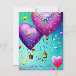 Süße Herzluftballons Kinder Valentinstag   Feiertagskarte