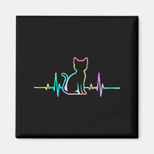 Süße Herzschlag-Katzenliebhaber-Tier-Silhouette Magnet