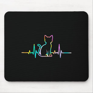 Süße Herzschlag-Katzenliebhaber-Tier-Silhouette Mousepad