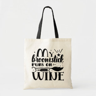 Süße Hexe Mein Besen läuft auf Wein Halloween Tragetasche