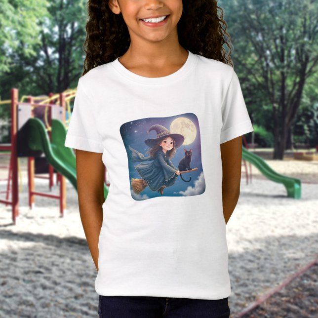 Süße Hexe mit Katze T-Shirt (Von Creator hochgeladen)