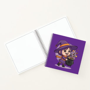 Süße Hexe mit Süßigkeiten - Halloween süßes Design Notizbuch
