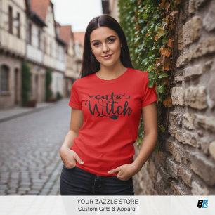Süße Hexe Rot Damen Halloween T-Shirt
