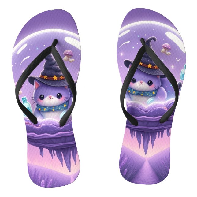 Süße Hexe Schneekugel Badeschlappen Flip Flops (Fußbett)