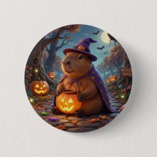 Süße Hexen Capybara Halloween Wälder Button Pin