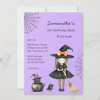 Süße Hexen-Geburtstagsfeier Halloween-Party Einladung
