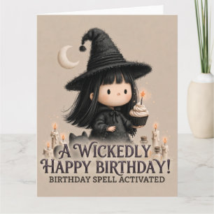 Süße Hexen-Geburtstagsgruß-Design mit Cupcake Karte