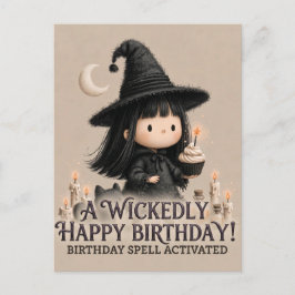 Süße Hexen-Geburtstagsgruß-Design mit Cupcake Postkarte