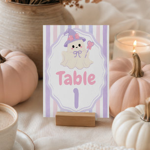 Süße Hexen-Geister-Baby-Shower-Tischnummern Sockelschild