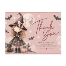 Süße Hexen-Halloween-Geburtstags-Dankeschön-Postka