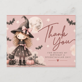 Süße Hexen-Halloween-Geburtstags-Dankeschön-Postka Postkarte