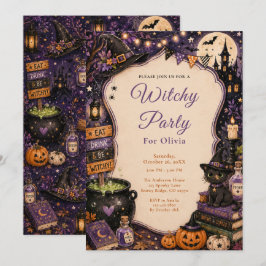 Süße Hexen-Halloween-Party Einladung