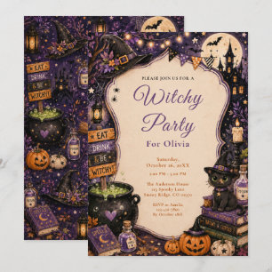 Süße Hexen-Halloween-Party Einladung