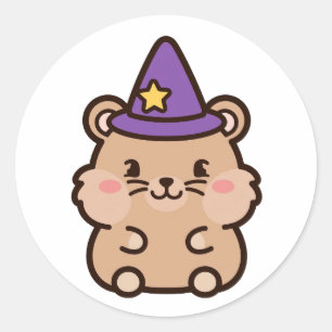 Süße Hexen-Hamster-Halloween Runder Aufkleber