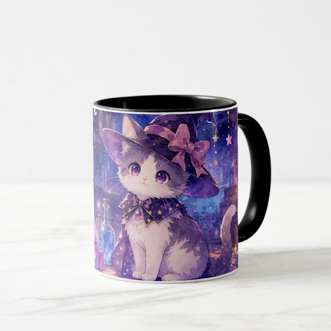 Süße Hexen-Kätzchen-Tasse Tasse (VorderseiteRechts)