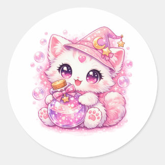 Süße Hexen-Kitty-Potion  Runder Aufkleber