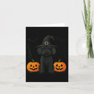 Süße Hexen-Schwarzer-Pudel-Hund-Halloween-Gruselig Karte