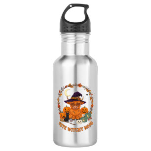 Süße Hexen-Stimmung Halloween Highland-Kuh Schwarz Edelstahlflasche