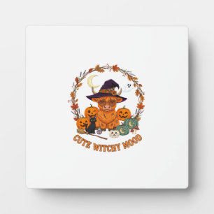 Süße Hexen-Stimmung Halloween Highland-Kuh Schwarz Fotoplatte