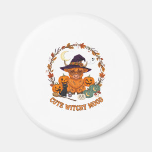 Süße Hexen-Stimmung Halloween Highland-Kuh Schwarz Magnet